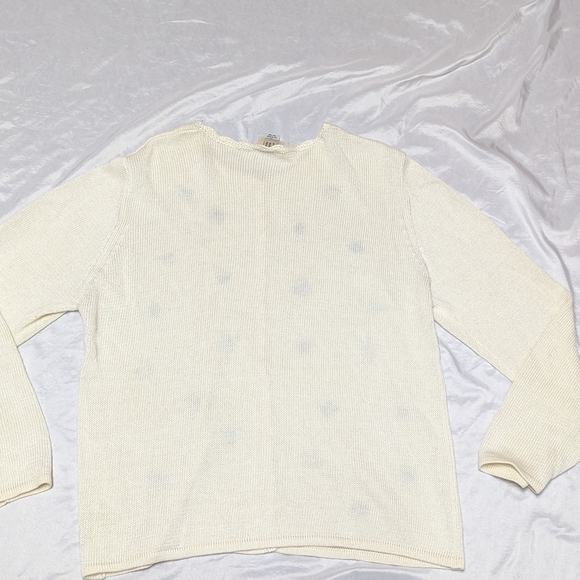 Vintage Teddi Embroidered Easter Basket Flower Cardigan Scallop Edge Grannycore - Picture 6 of 11